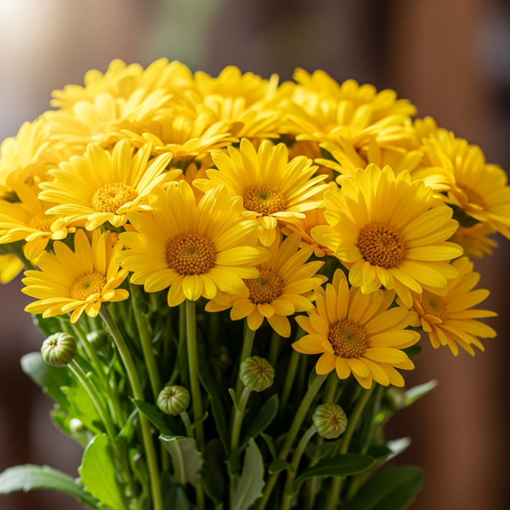 A bouquet of bright yellow Adey Abeba daisies, the flower of the Ethiopian New Year